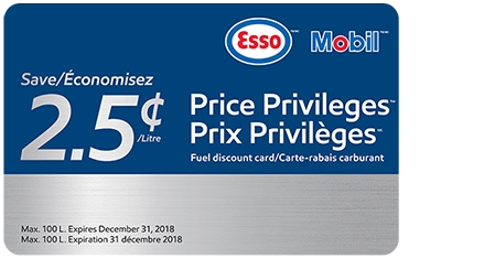 Esso mobil 2.5 off card