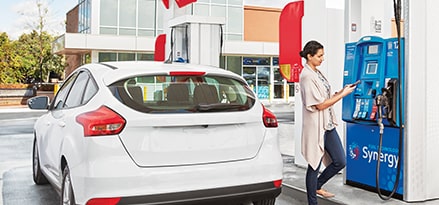 Women paying for gas at station