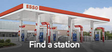 Esso station with words "Find a Station"