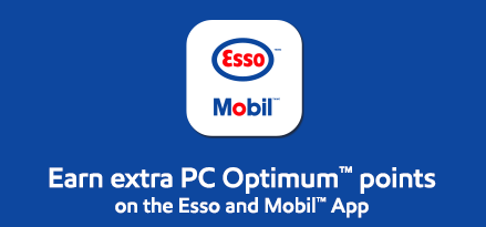 Image of the Esso and Mobil app tile. Earn extra PC Optimum points on the Esso and Mobil App.