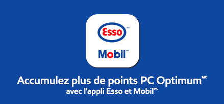 Image de l appli Esso et Mobil. Accumulez plus de points PC OptimumMC avec l appli Esso et MobilMC.