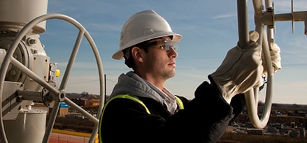 Worker at terminal